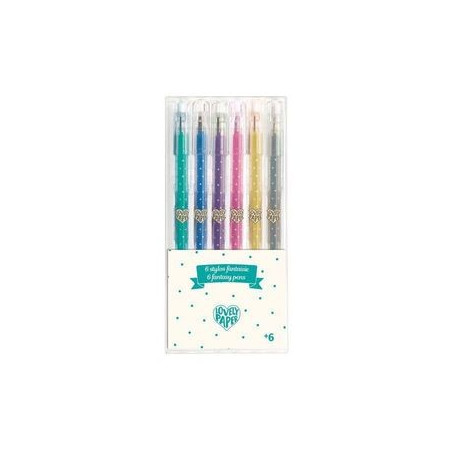6 BOLIGRAFOS DE GEL CON PURPURINA